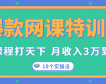 爆款网课特训营,一套课程打天下,网课变现的10个实操法,月收入3万到10万-最全资源库