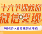 十六节课教你零基础微信变现,用单品打爆市场,每月收入超过10万+-最全资源库
