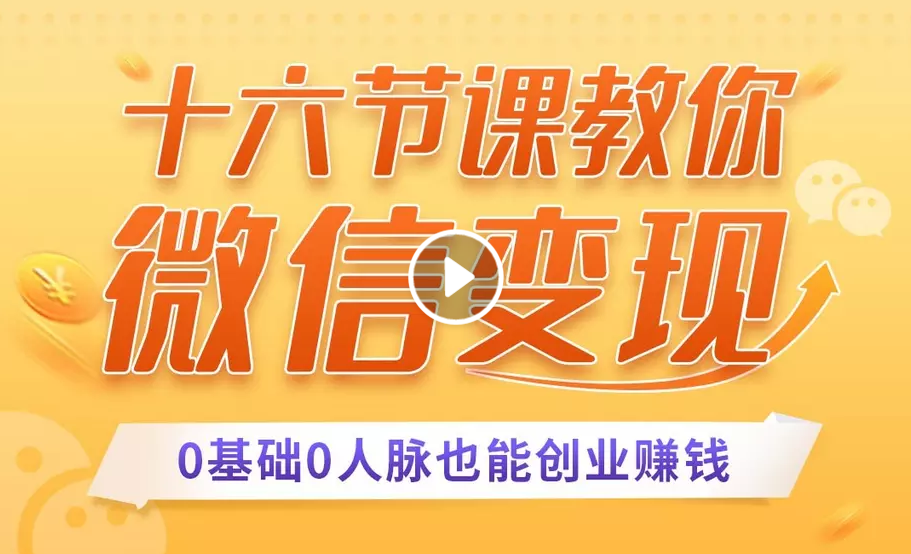 十六节课教你零基础微信变现,用单品打爆市场,每月收入超过10万+-最全资源库
