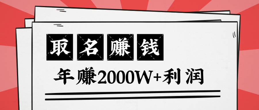 王通：不要小瞧任何一个小领域，取名技能也能快速赚钱，年赚2000W+利润-最全资源库