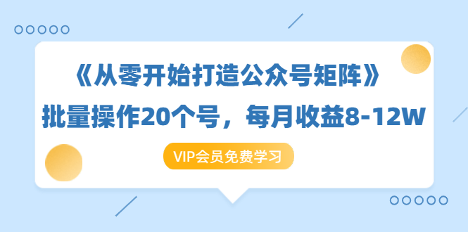 《从零开始打造公众号矩阵》批量操作20个号，每月收益大概8-12W（44节课）-最全资源库