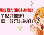 《小红书超级暴力引流特训营》随便发个贴变能爆，详细实操，效果非常好！-最全资源库