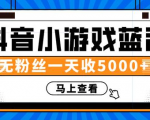 赚钱计划:抖音小游戏蓝海项目,无粉丝一天收入5000+-最全资源库