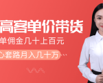 抖音高单价带货项目,一单佣金几十上百元,核心套路月入几十万(共3节)-最全资源库