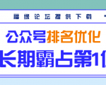 公众号排名优化精准引流玩法，长期霸占第1位被动引流（外面收割价5000-8000！）-最全资源库