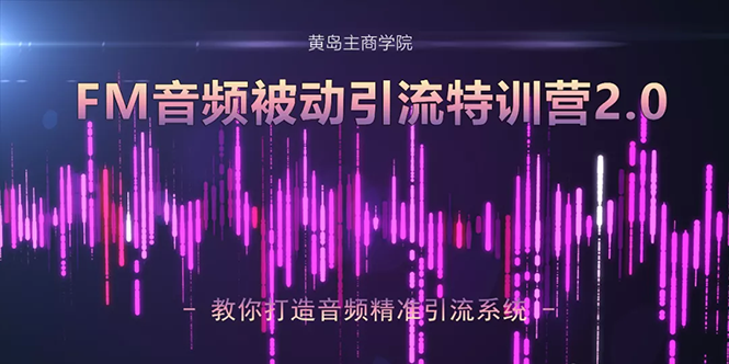 黄岛主·FM音频引流特训营2.0:独家引流模式,单账号50W+播放量,轻松变现-最全资源库