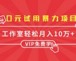 0元试用暴力项目：一个员工每天佣金单500到1000，工作室月入10万+-最全资源库