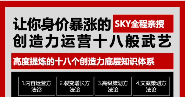 让你的身价暴涨的创造力运营十八般武艺 高度提炼的18个创造力底层知识体系-最全资源库