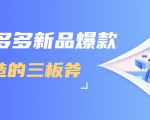 拼多多新品爆款打造的三板斧，快速提升销量+转化+点击率（视频课程）-最全资源库