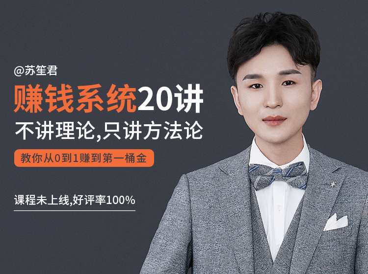 苏笙君的赚钱系统20课 教你从0到1赚到你的第一桶金(不讲理论,只讲方法论)-最全资源库