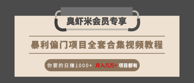 暴利偏门项目全套合集视频教程：你要的日赚1000+月入几万+项目都有-最全资源库