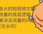 只说话就会火的短视频文案课，从根本上解决没流量的问题-最全资源库