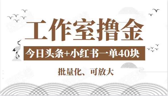 工作室撸金二件套:撸今日头条原创收益+小红书一单利润40块项目-最全资源库