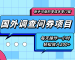 新手零成本零门槛可操作的国外调查问券项目,每天一小时轻松收入200+-最全资源库