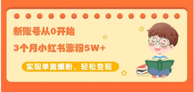 生财小红书涨粉变现:新账号从0开始3个月小红书涨粉5W+实现单篇爆粉-最全资源库