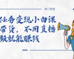 全民任务变现小白课,不用带货,不用直播,拍视频就能赚钱-最全资源库