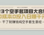 23个空手套项目大合集,0成本0投入日赚千元,干了就赚钱纯空手套生意经-最全资源库