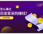 大王·怎么通过百度爱采购赚钱，已经通过百度爱采购完成200多万的销量-最全资源库