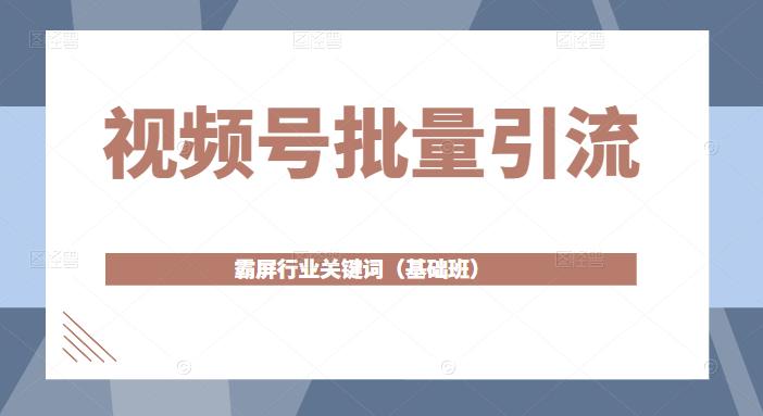 视频号批量引流，霸屏行业关键词（基础班）全面系统讲解视频号玩法-最全资源库