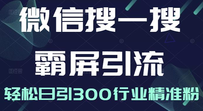微信搜一搜霸屏引流课,打造被动精准引流系统,轻松日引300行业精准粉-最全资源库