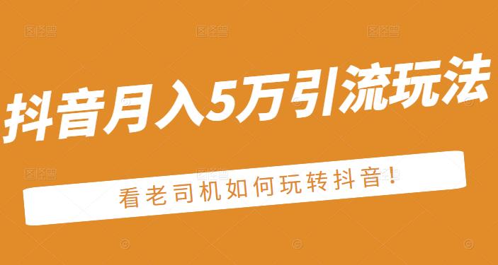 老古董·抖音月入5万引流玩法,看看老司机如何玩转抖音(附赠:抖音另类引流思路)-最全资源库