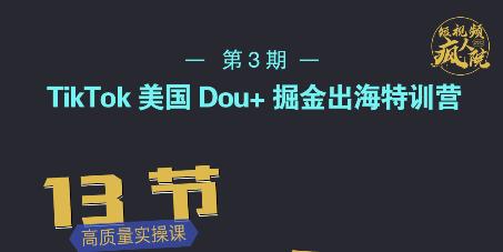 TikTok美国Dou+掘金出海特训营,美国dou+成功投放95%-最全资源库