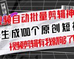 【原创神器】短视频全自动一键剪辑视频,一秒生成100个原创视频(软件+视频+免费卡密)-最全资源库