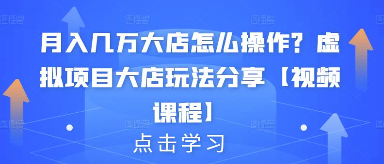 月入几万大店怎么操作？虚拟项目大店玩法分享【视频课程】-最全资源库