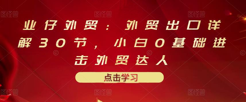 业仔外贸:外贸出口详解30节,小白0基础进击外贸达人 价值666元-最全资源库