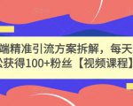 高端精准引流方案拆解,每天轻松获得100+粉丝【视频课程】-最全资源库