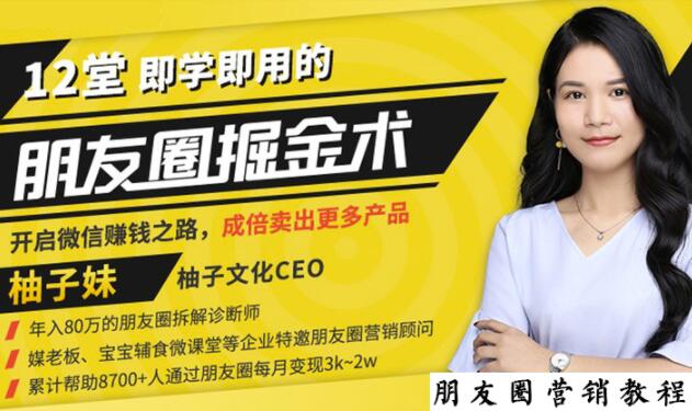 【营销必学】12堂学之即用的朋友圈掘金术：开启你的副业赚钱之路-最全资源库