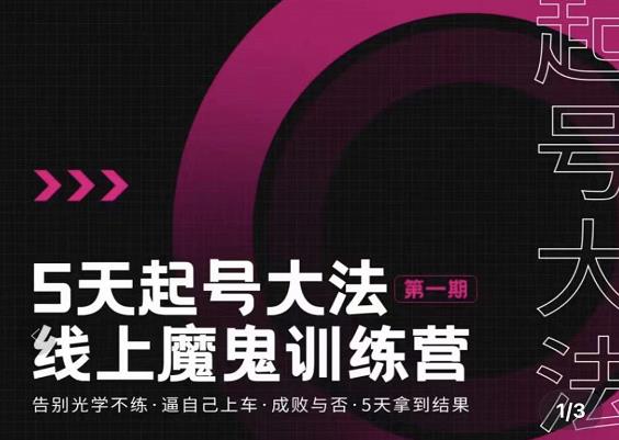大播·五天起号魔鬼训练营,告别光学不练,逼自己上车,成败与否,5天拿到结果-最全资源库