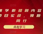 10堂速学微短剧内容制作标准与项目实战，领跑80%同行-最全资源库