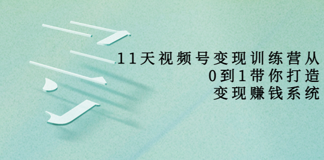 11天视频号变现训练营,从0到1打造变现赚钱系统(价值398元)-最全资源库