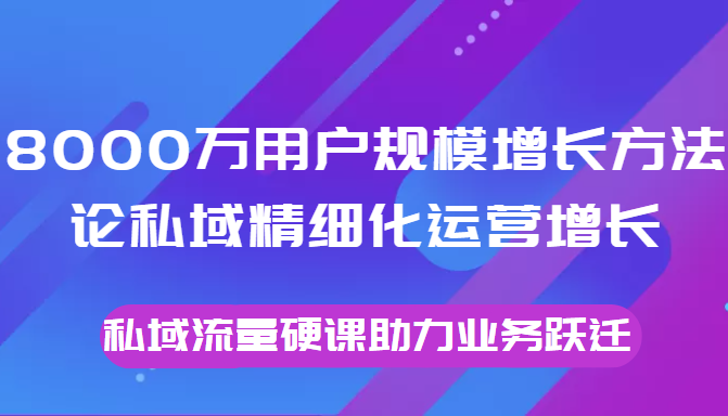 8000万用户规模增长方法论私域精细化运营增长,私域流量硬课助力业务跃迁-最全资源库