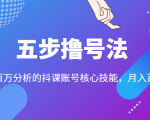 五步撸号法,掌握百万分析的抖课账号核心技能,从逻辑到实操-最全资源库