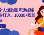 小红书个人爆款账号速成秘籍,爆款打造、10000+粉丝引流秘诀-最全资源库