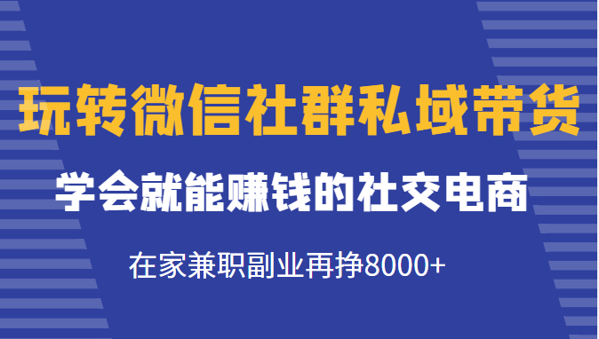 玩转微信社群私域带货，学会就能赚钱的社交电商，在家兼职副业再挣8000+-最全资源库