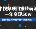 中视频项目搬砖玩法，一年变现50w，目前看过的的最干货中视频玩法-最全资源库