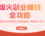 爆火副业赚钱全攻略：实打实演练/学完就能用/全渠道赚钱，带普通人月入３万元-最全资源库
