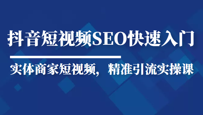 抖音短视频Seo搜索排名优化新手快速入门教程,实体商家短视频,精准引流实操课-最全资源库
