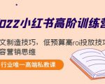 2022小红书高阶训练营:爆文制造技巧,低预算高roi投放技巧,内容营销思维-最全资源库