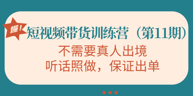 视频带货训练营，不需要真人出境，听话照做，保证出单（第11期）-最全资源库