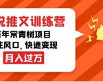 小说推文训练营,万年常青树项目,抓住风口,快速变现月入过万-最全资源库