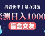 日收益1000+的交友盲盒副业丨有手就行的抖音快手暴力引流-最全资源库