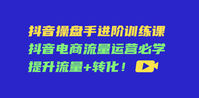 抖音操盘手进阶训练课：抖音电商流量运营必学，提升流量+转化-最全资源库
