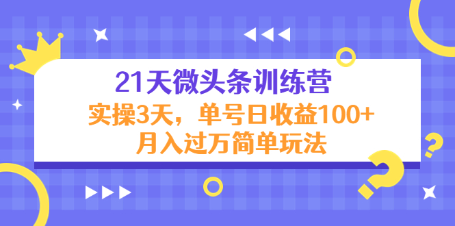 21天微头条训练营,实操3天,单号日收益100+月入过万简单玩法-最全资源库