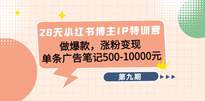 28天小红书博主IP特训营《第9期》做爆款,涨粉变现 单条广告笔记500-10000-最全资源库