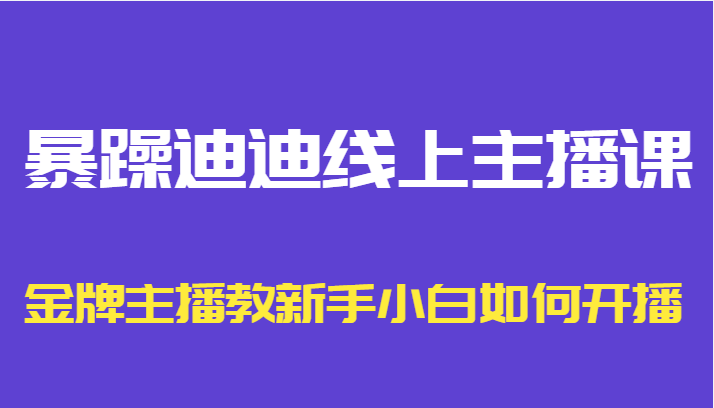 暴躁迪迪线上主播课,金牌主播教新手小白如何开播-最全资源库