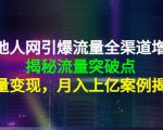 天地人网引爆流量全渠道增长:揭秘流量突然破点,流量变现,月入上亿案例-最全资源库
